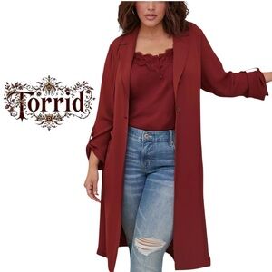 TORRID rust brown lightweight chiffon jacket Drape Trench Jacket Georgette Brown